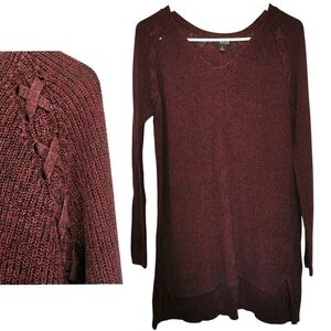 ANA A New Approach Burgundy/Black Scoop Neck Sweater - Sz S Open To Offers